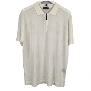 Bagazio White Textured Golf Short Sleeve Quarter Zip Collared Polo Size 2X